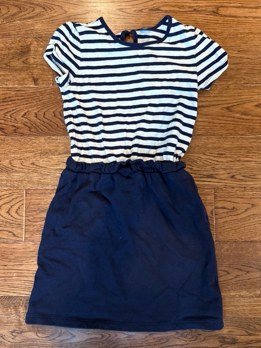 GAP Navy and White Striped Short Sleeve Casual Dress